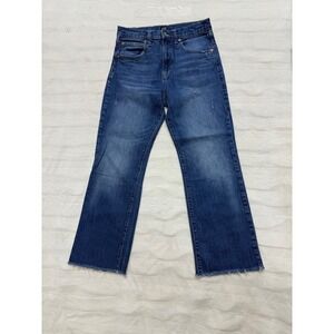 GAP Denim Women 4/27R Ankle Flare Jeans Distressed Frayed Hem Blue‎